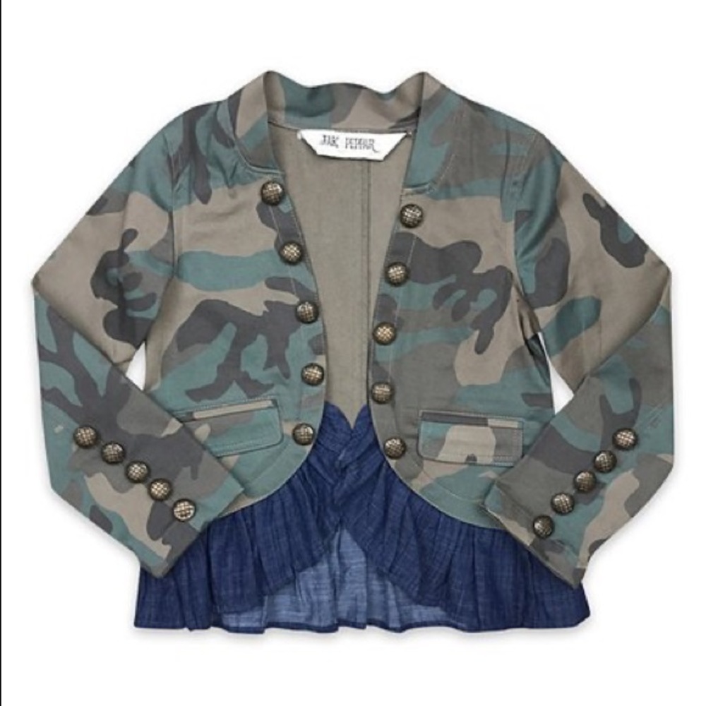 Stylish Jak & Peppar Camo Jacket w/ Denim Ruffle